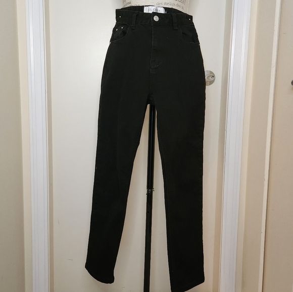 Black straight leg highwaist jeans - Picture 1 of 7